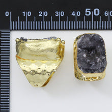 Load image into Gallery viewer, Gold Druzy Quartz Adjustable Ring
