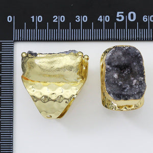 Gold Druzy Quartz Adjustable Ring