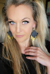 ClayBlack & Gold Aztec Dangles