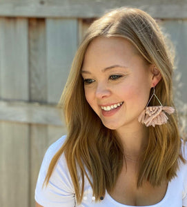 Blush & Goldtone Macrame Earrings