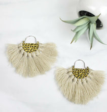 Load image into Gallery viewer, Gold and Cream Fringe Drop Earrings
