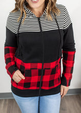 Load image into Gallery viewer, Buffalo Plaid Zip Hoodie
