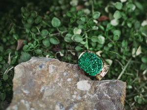 Green Druzy Ring