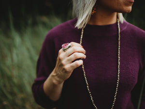 Magenta Druzy ring