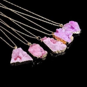 Pink Druzy Quartz Necklaces